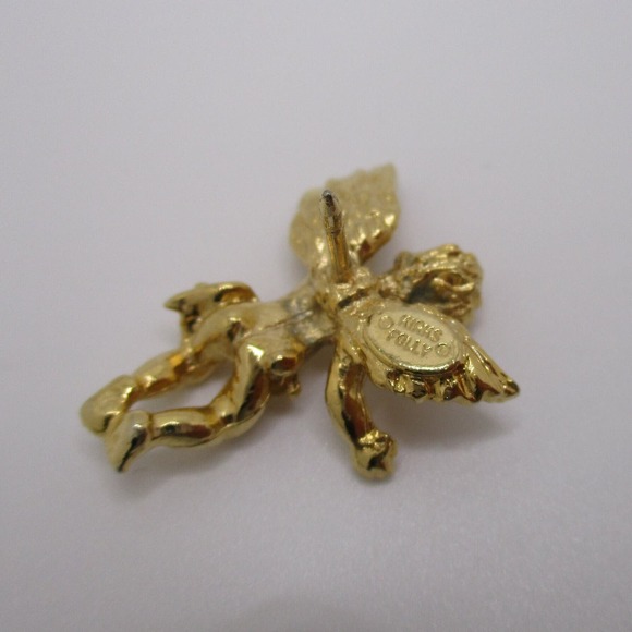 Vintage Kirks Folly Goldtone Tiny Angle Cherub Baby Wings Push Pin - Picture 4 of 4